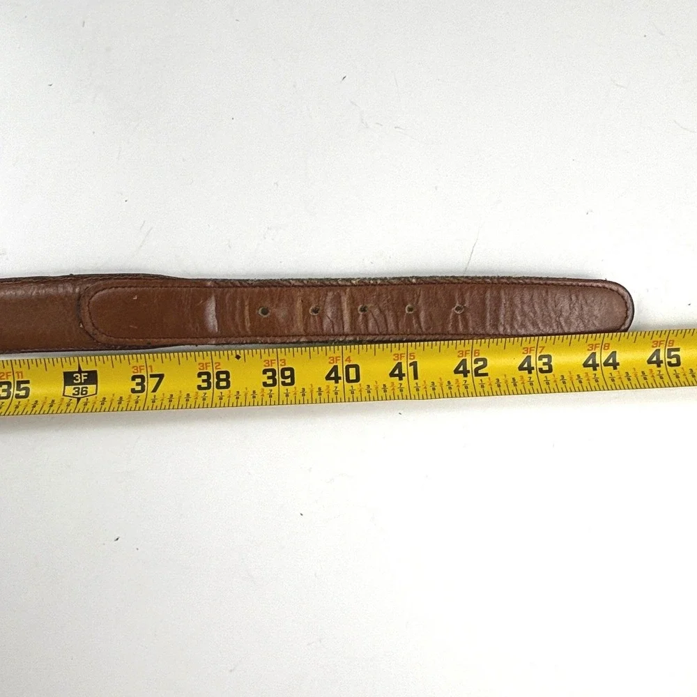 Genuine Leather Belt Mens 40 Brown Solid Brass Buckle Made‎ in USA Americana